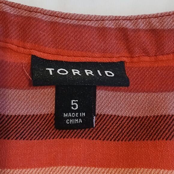 Torrid Plus 5X Rainbow Women Striped Sleeveless V-Neck Blouse Tunic Top Summer - Picture 6 of 12